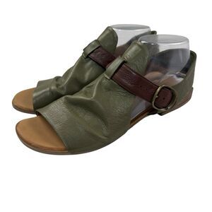 Bueno Ava Sandals Women Size 42 US 11 Olive Green Leather Open Toe Strap Shoe